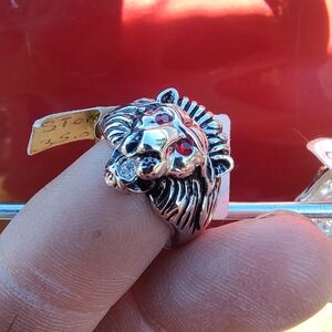 Stainless Steel Ruby Eyes Lion